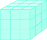 A cube is shown, comprised of smaller cubes. Each side of the cube has 3 smaller cubes across, for a total of 27 smaller cubes.