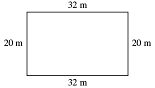 A rectangle with a 32 m length and a 20 m width.