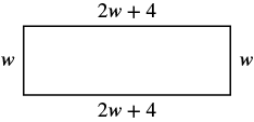 A rectangle with 2w + 4 for the length and w for the width.