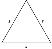 A triangle where each side is s.