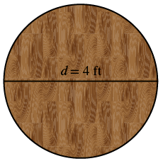 A circular wooden table with a diametre of 4 ft.