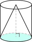 An image of a cone is shown. There is a cylinder drawn around it.