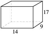 A rectangular solid with a length of 14, width of 9, and height of 17.