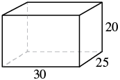 A rectangular solid with a length of 30, width of 25, and height of 20.