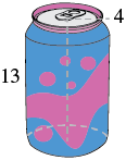 A can with a height of 13 and radius of 4.