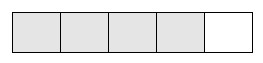 A rectangle divided in 5 equal parts. 4 parts and shaded and one unshaded.