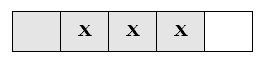 Repeat of rectangle divided in 5 equal parts. 4 of 5 shaded. One unshaded. Three 'x' es applied to 3 of the boxes.