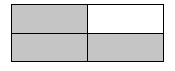 A rectangle divided into four parts. 3 parts are shaded.