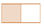 Rectangle divided in two parts. One segment is shaded to fill. One segment is blank.