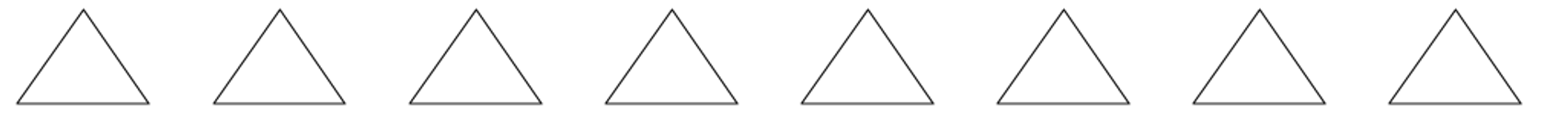 Row of triangles. Eight triangles.