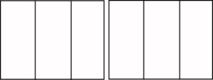 Two rectangles where each are split into three parts.