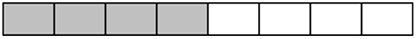 A rectangle split into eight equal segments. Four segments are blank, while the other four are shaded grey.