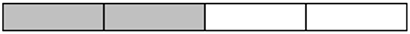 A rectangle split into four equal segments. Two segments are blank, while the other two are shaded grey.